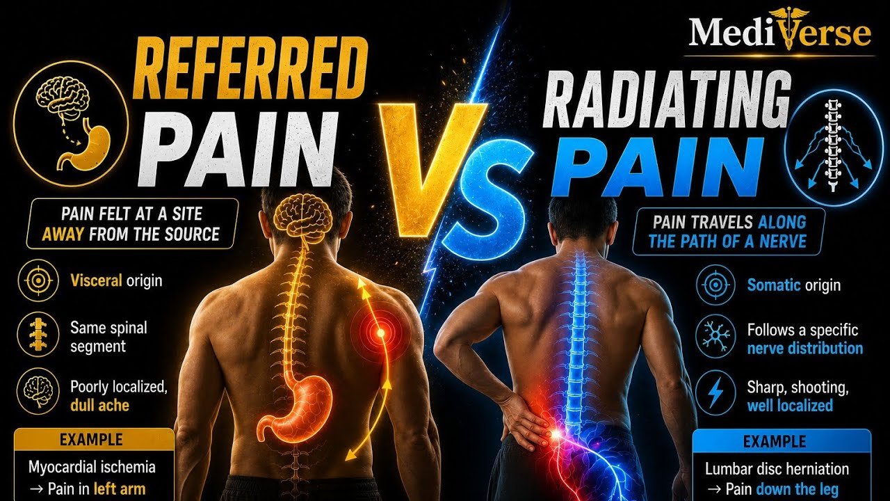Radiation pain Vs Referred pain