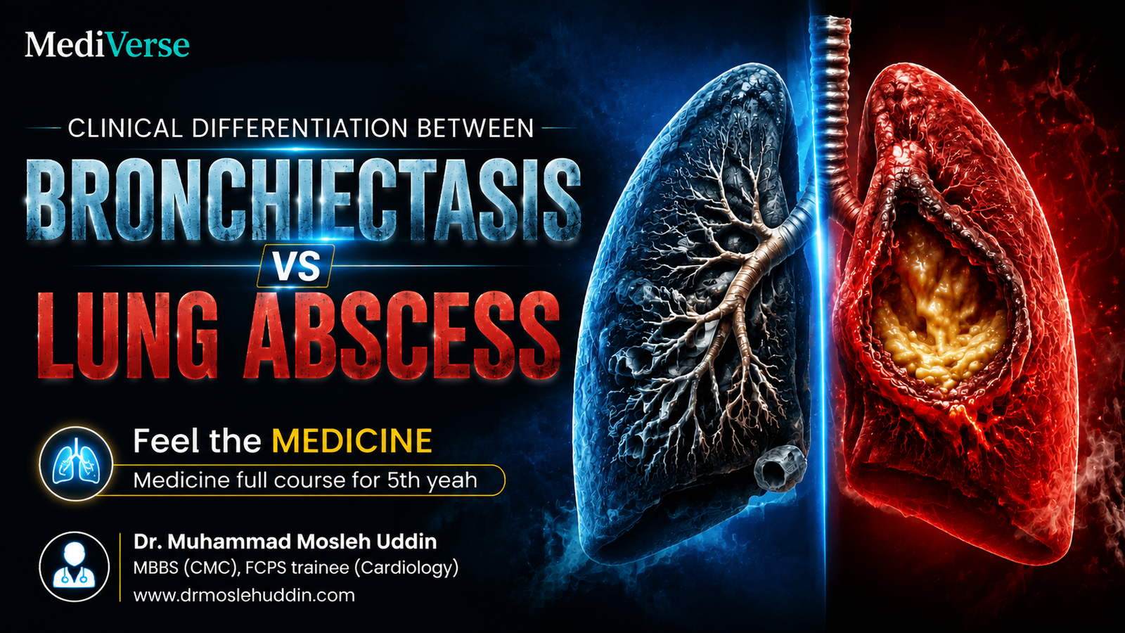How to differentiate clinically, Bronchiectasis Vs Lung abscess (suppurative pneumonia)