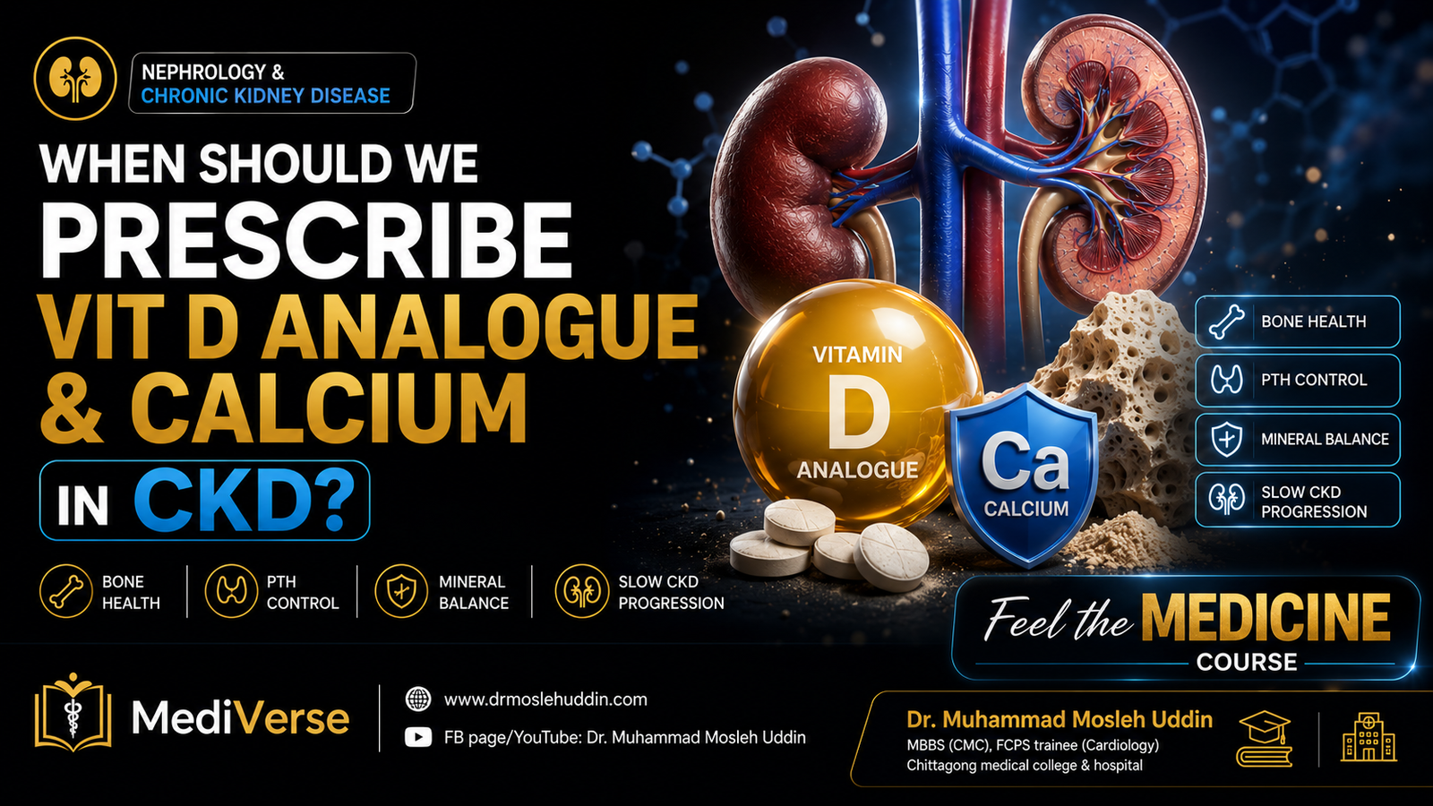 When should we prescribe vit D analogue & Calcium in CKD?